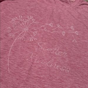 “Scatter Kindness” pink & white dandelion print on pink heather w/pockets (XL)